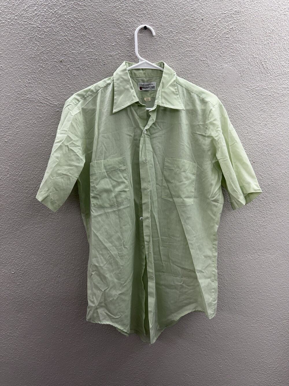 Arrow Belmont Club Mens Button Up Shirt Size 15.5 Green Short Sleeve Collared